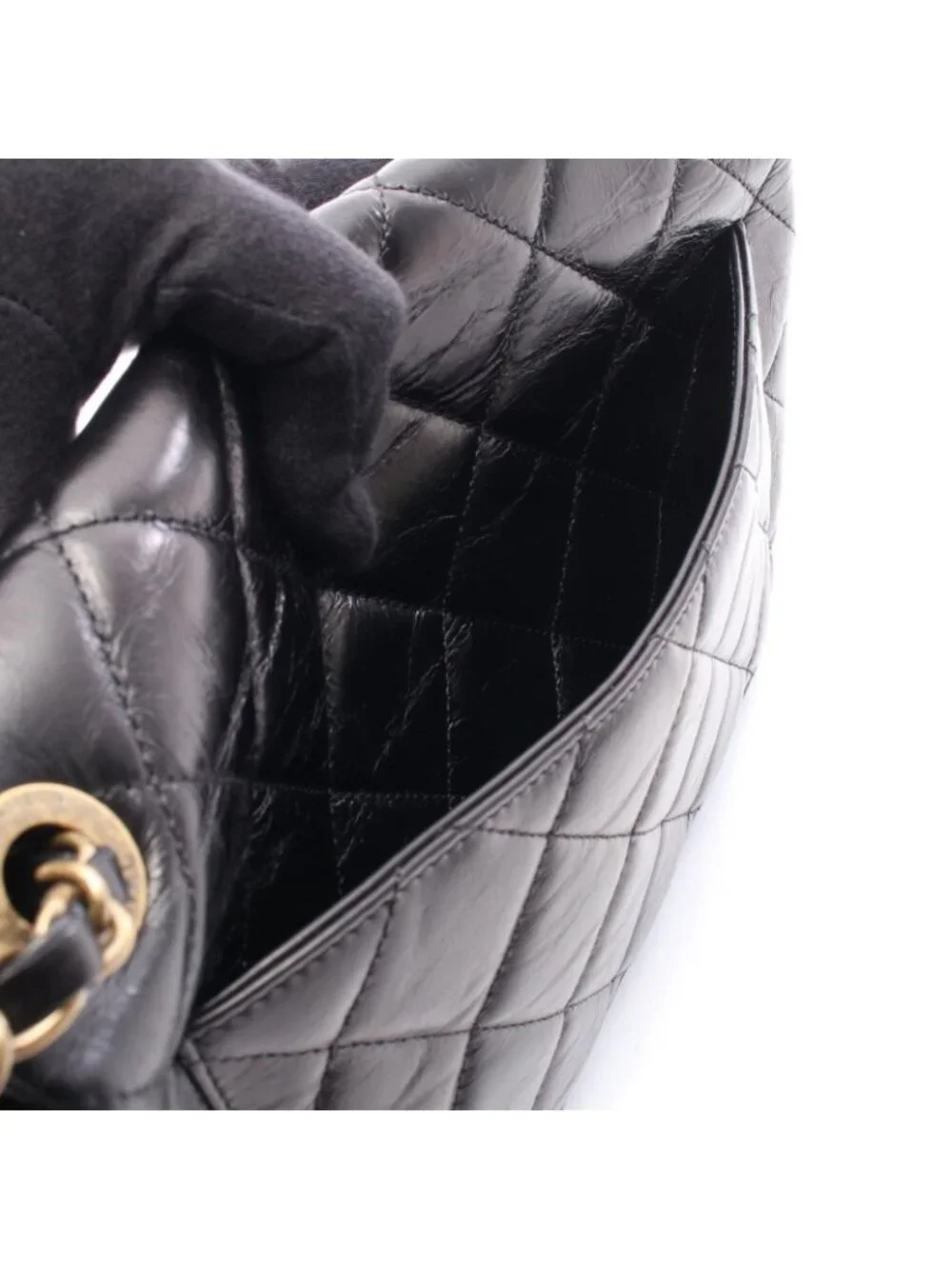 Chanel Shoulder Bag Quilted Single Flap Black Leather Chain